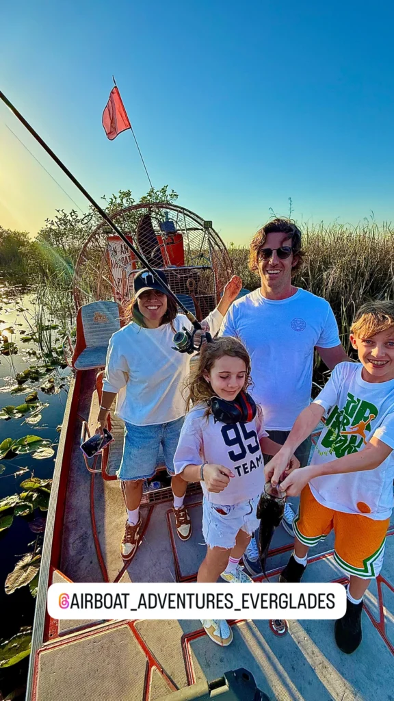 Family with kids on a private Everglades airboat