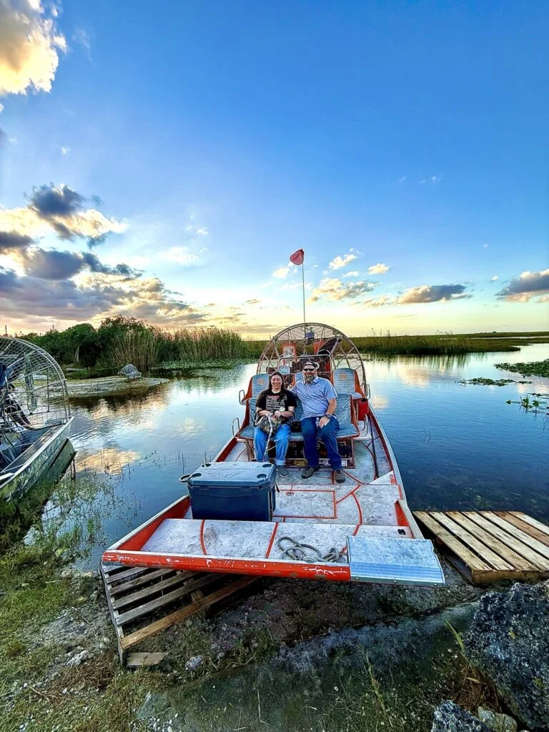 Guests aboard a private airboat